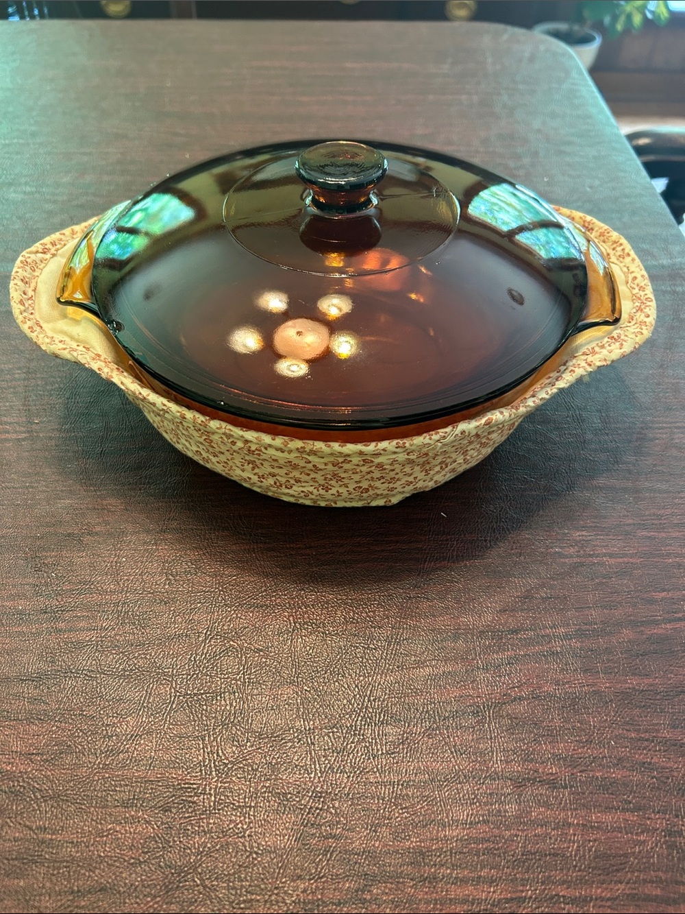 Anchor Hocking Amber Glass Lidded Casserole Dish 1 1/2 Quart Size;Microwave Safe